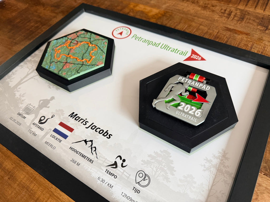 Jouw route vereeuwigd - 3D Route & Medaille Fotolijst 30x40 cm Studio Selvaggio